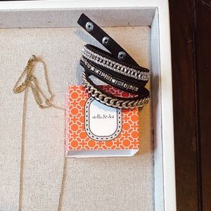 Black and gold Stella and Dot wrap bracelet